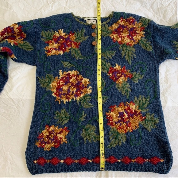 Hand Knit Ivy Vintage Embellished Tunic Sweater, grandma core, cottagecore, M - Picture 10 of 16